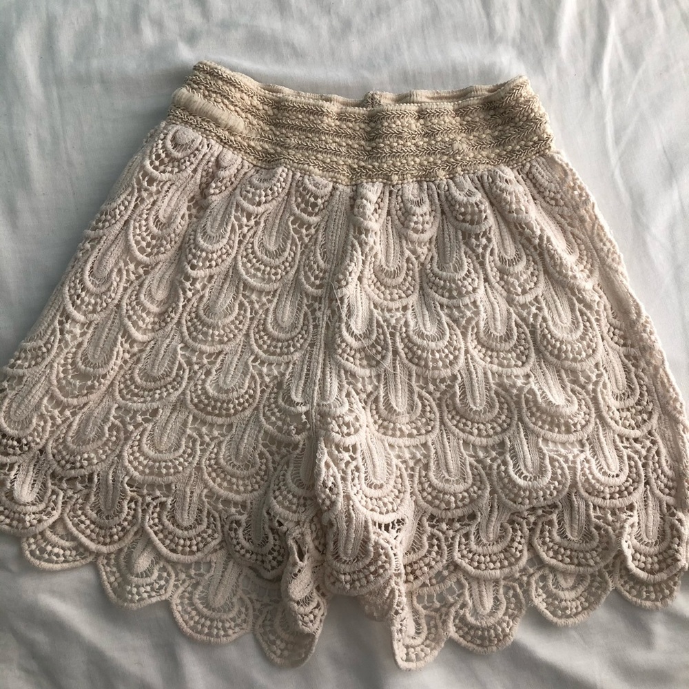 Cream Color Lace Shorts